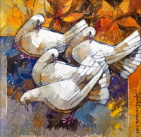 Iqbal Durrani, 18 x 18 Inch, Oil on Canvas, Pigeon Painting, AC-IQD-285